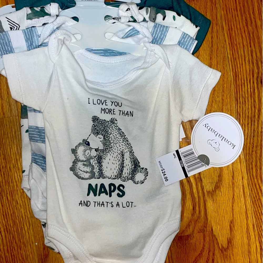 Four piece onsie " I love mommy more then naps"